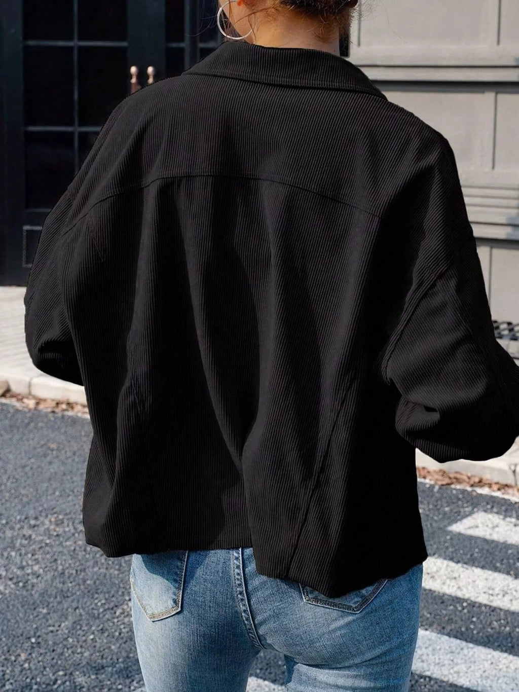 Corduroy Button-Down Shacket, view 5