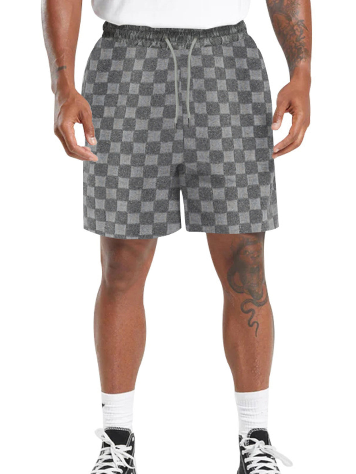 Men's Full Size Textured Checkered Casual Shorts Plus Size, view 3