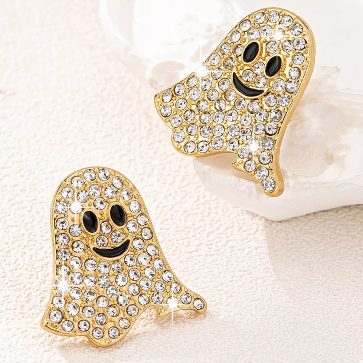 18K Gold-Plated Rhinestone Halloween Ghost Earrings - Lilixa.store