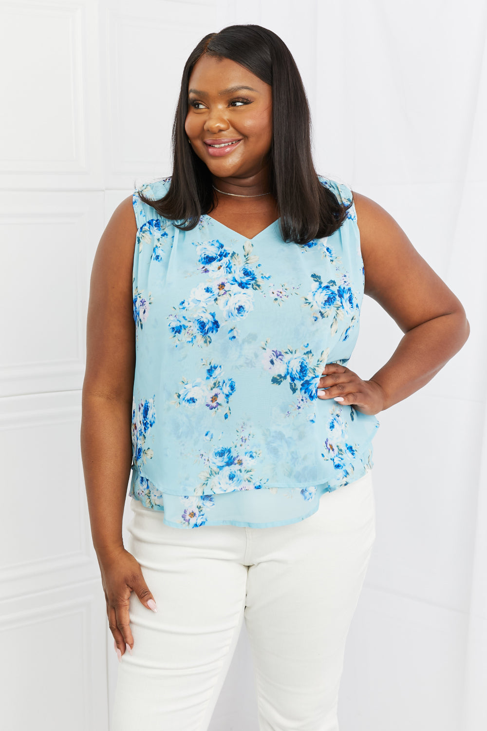 Sew In Love Off To Brunch Full Size Floral Tank Top - Lilixa.store