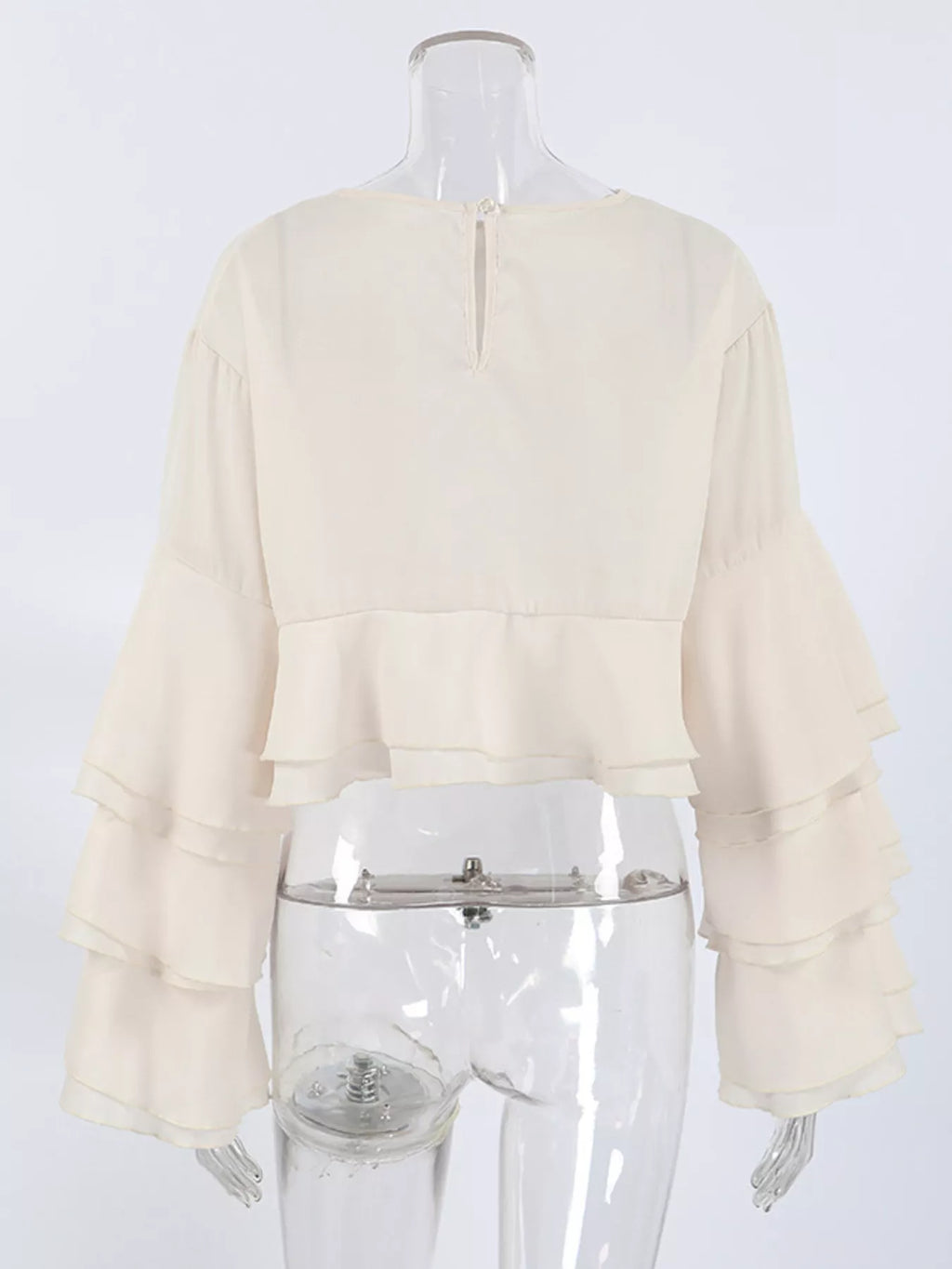 Layered Ruffled Hem Flare Sleeves Blouse - Lilixa.store
