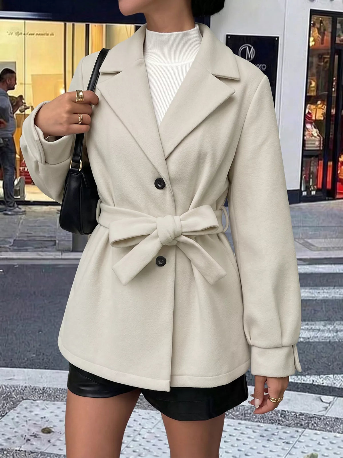 Lapel Collar Button Up Outerwear - Lilixa.store