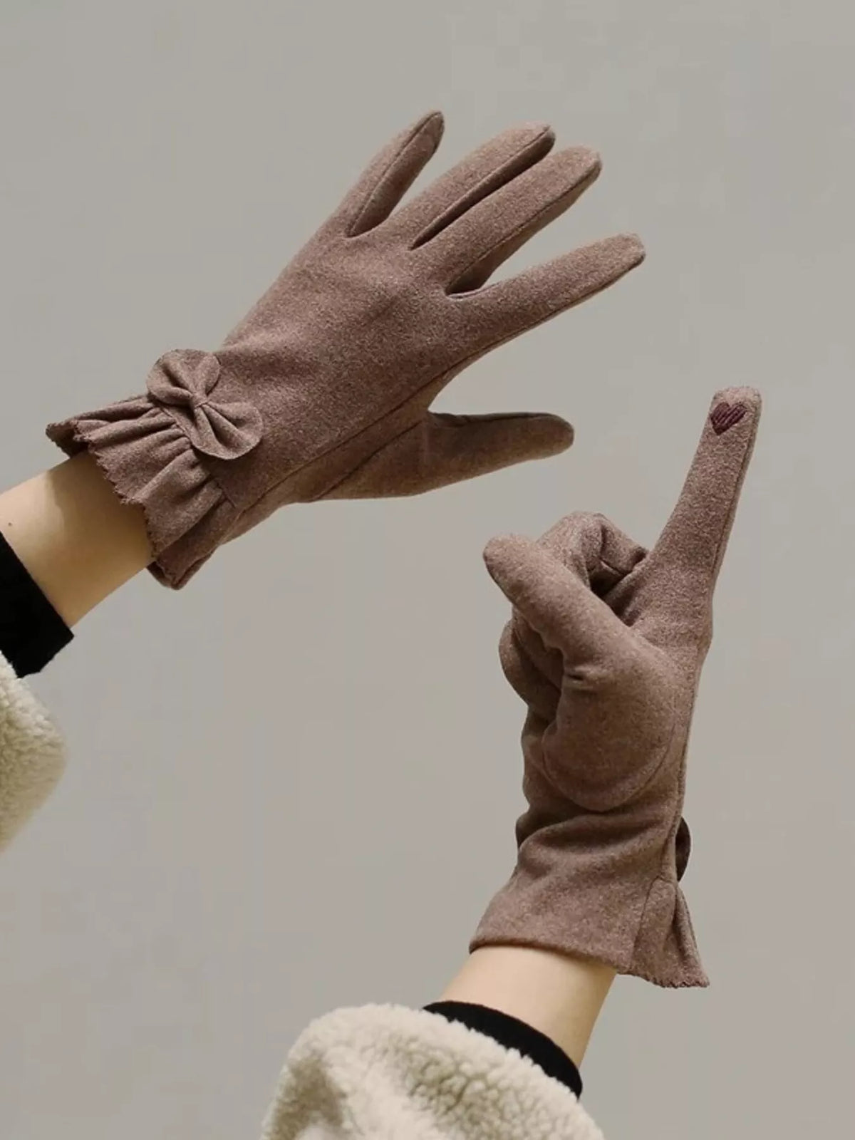 Ruffled Cuff Bow Gloves - Lilixa.store