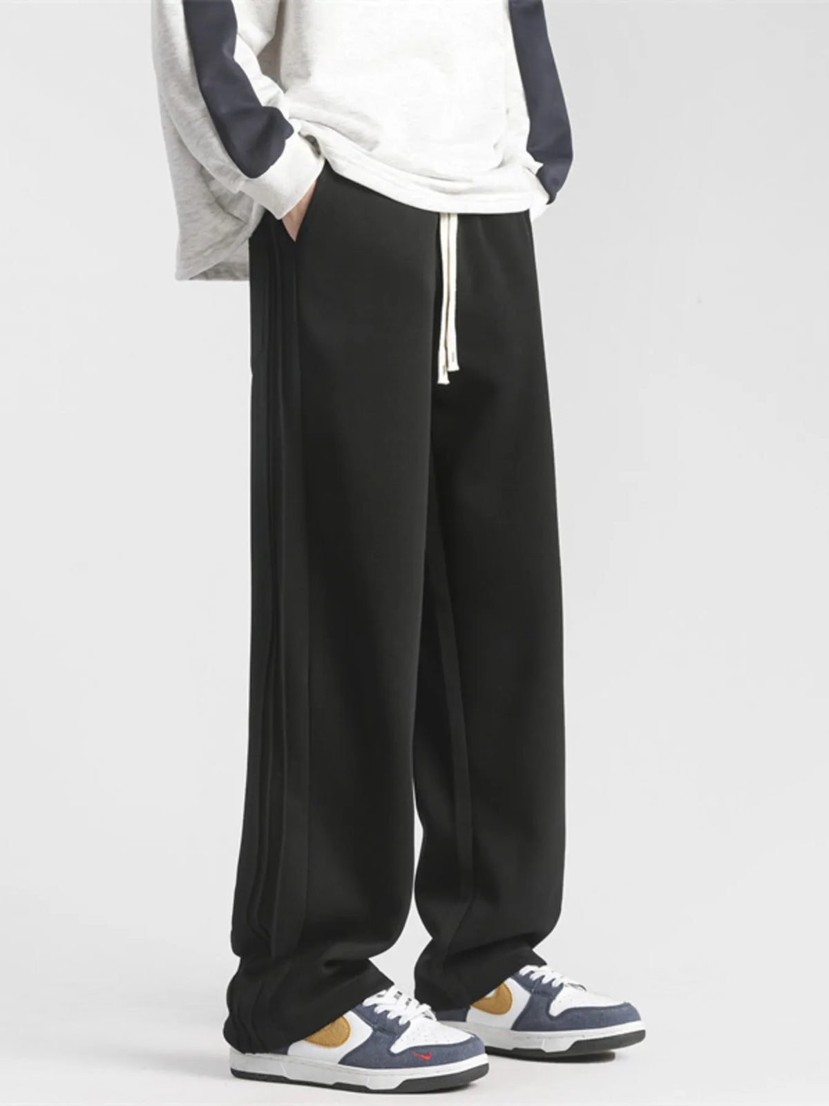Men's Full Size Casual Loose-Fit Sweatpants Plus Size in Black