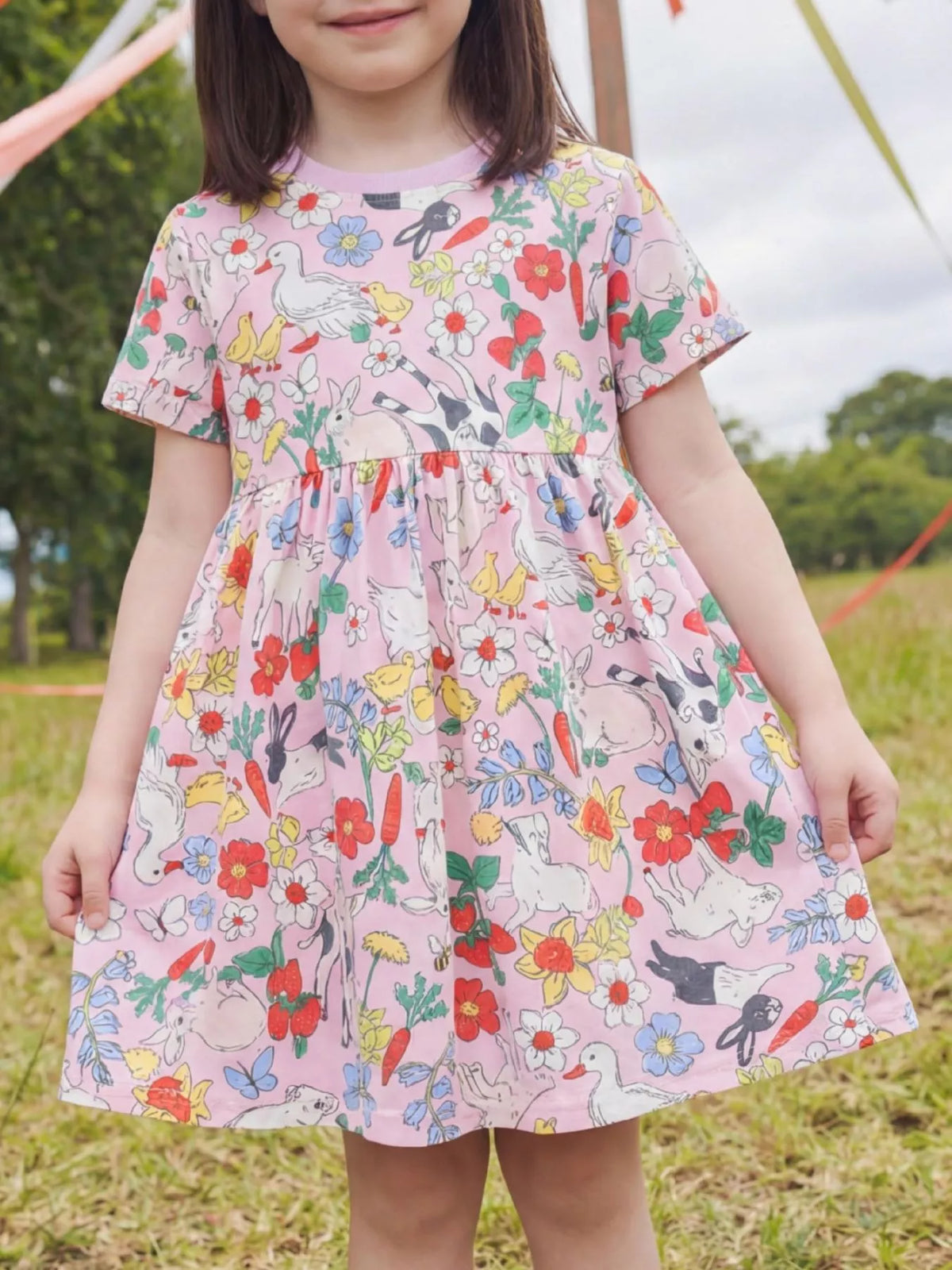 Children's Printed Round Neck Dress - Lilixa.store