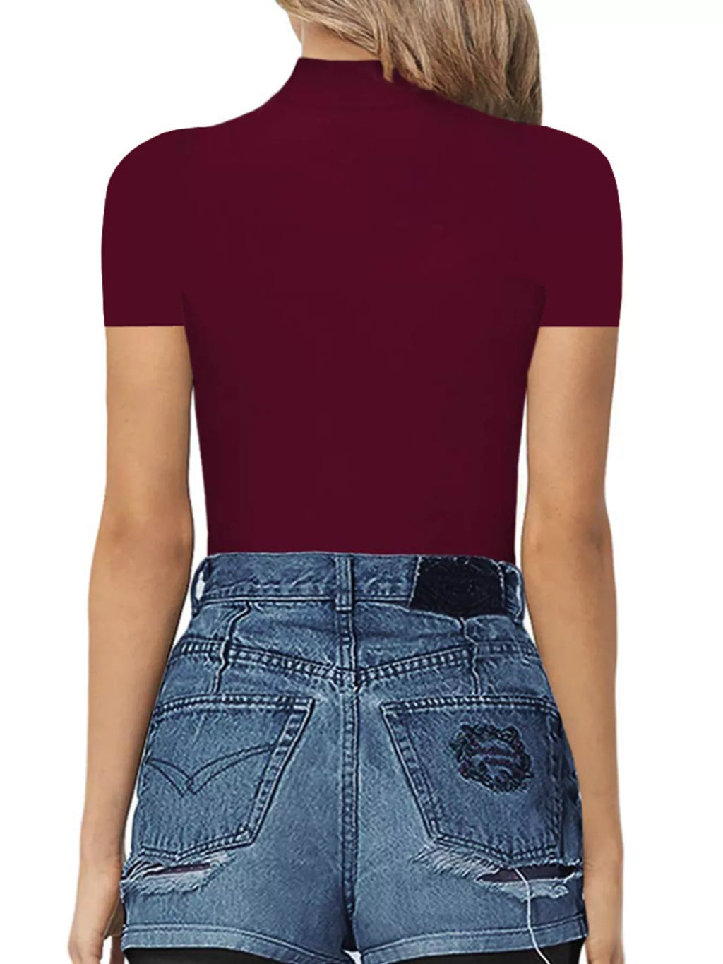 Mock Neck Short Sleeve Bodysuit - Lilixa.store