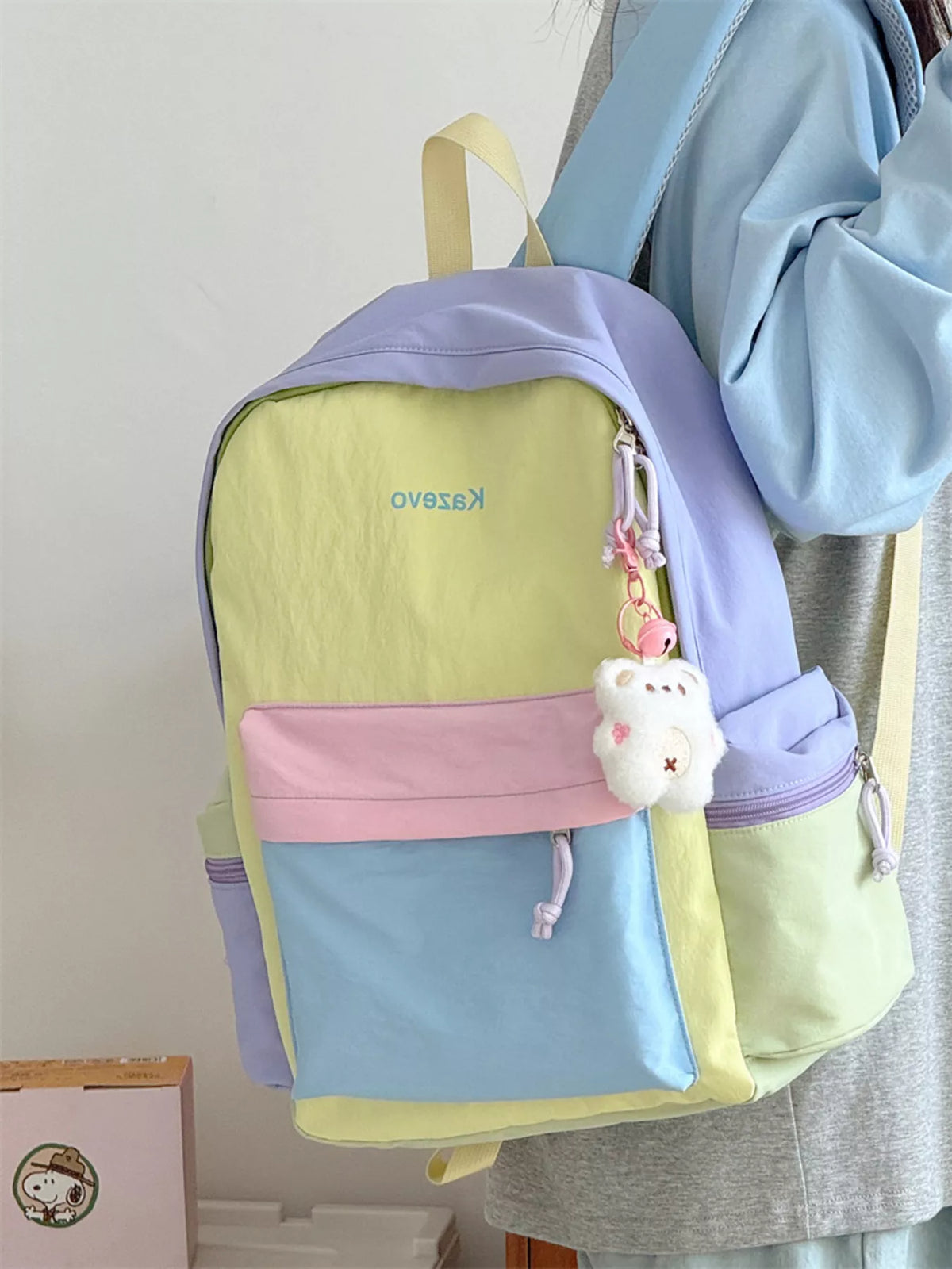 Color Block Lightweight Backpack Bag - Lilixa.store