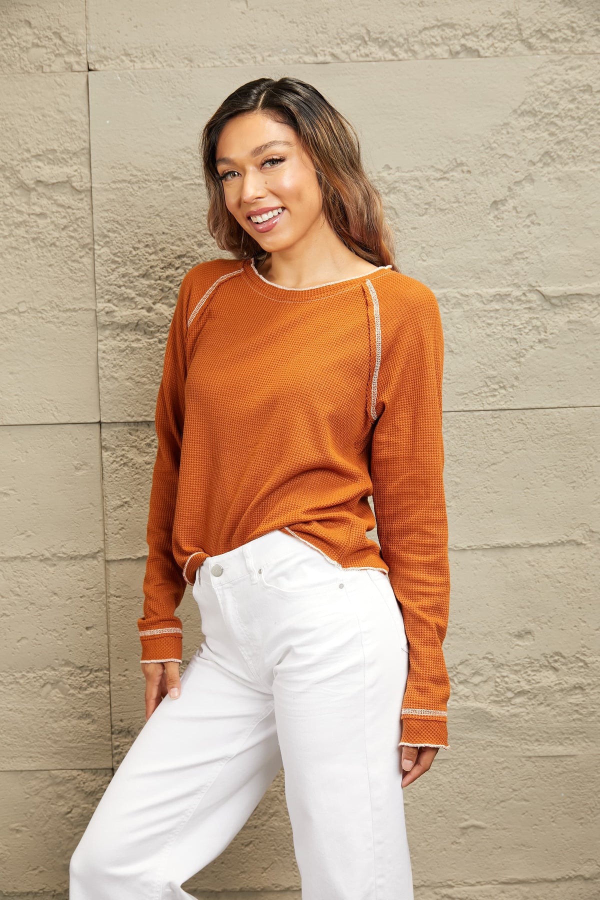 Long Raglan Sleeve Round Neck Top, view 5