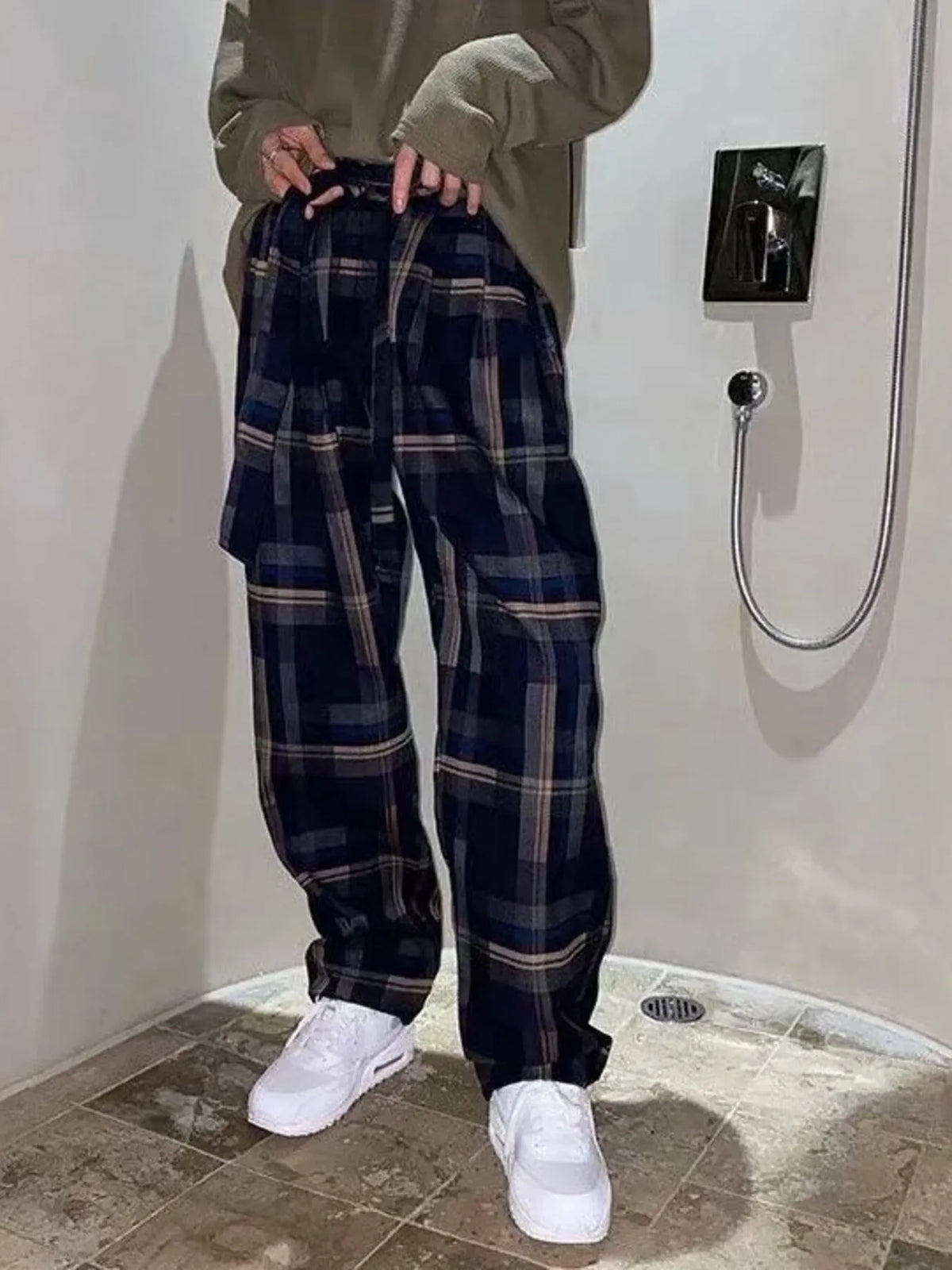 Men's Plus Size Plaid Pattern Relaxed Fit Pants - Lilixa.store
