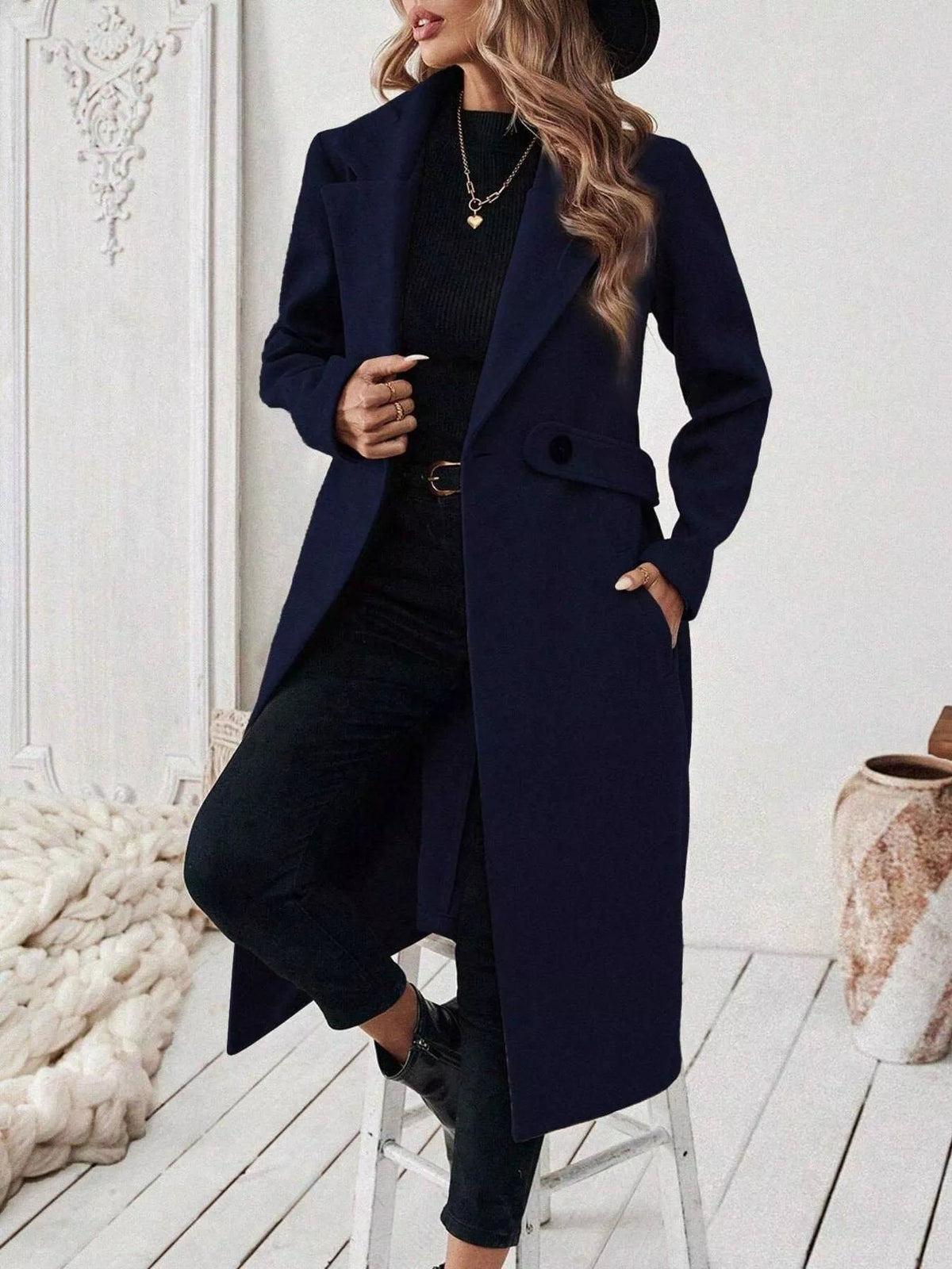 Single-Button Longline Coat - Lilixa.store