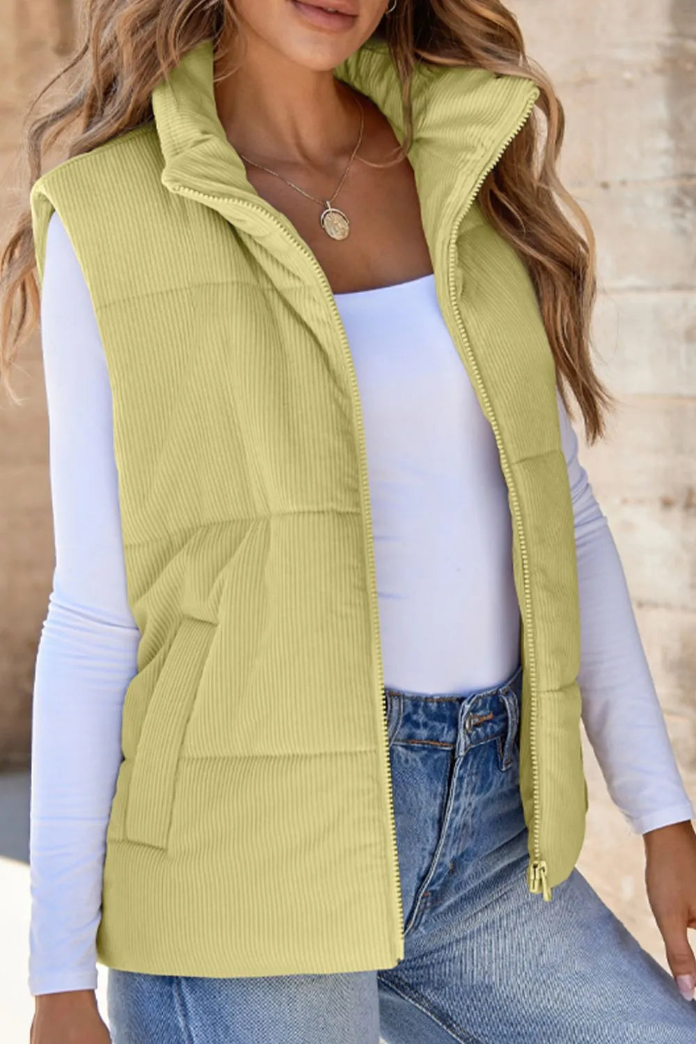 Zip Up Turtleneck Vest Coat, view 2