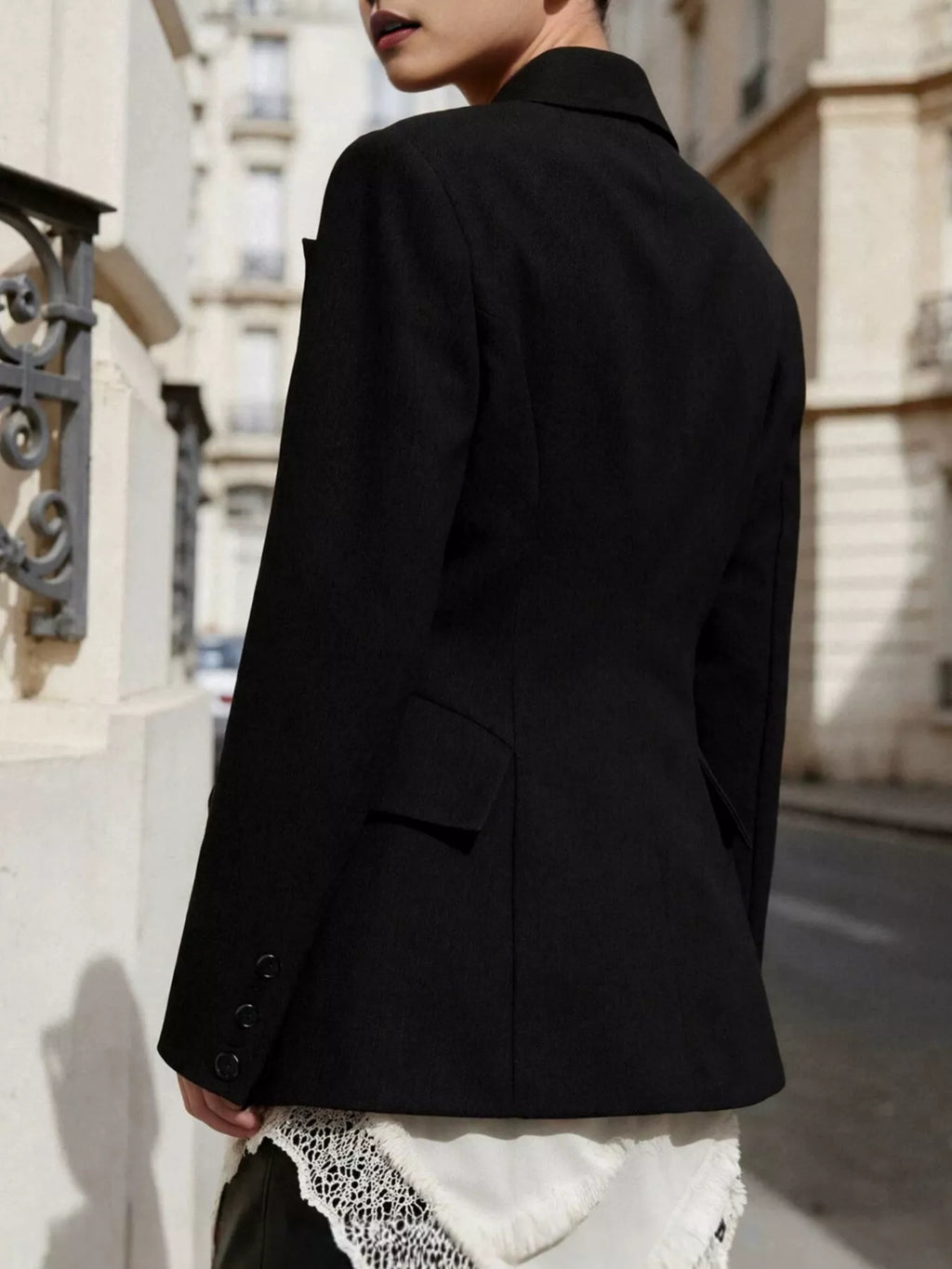 Double-Breasted Blazer with Flap Pockets - Lilixa.store