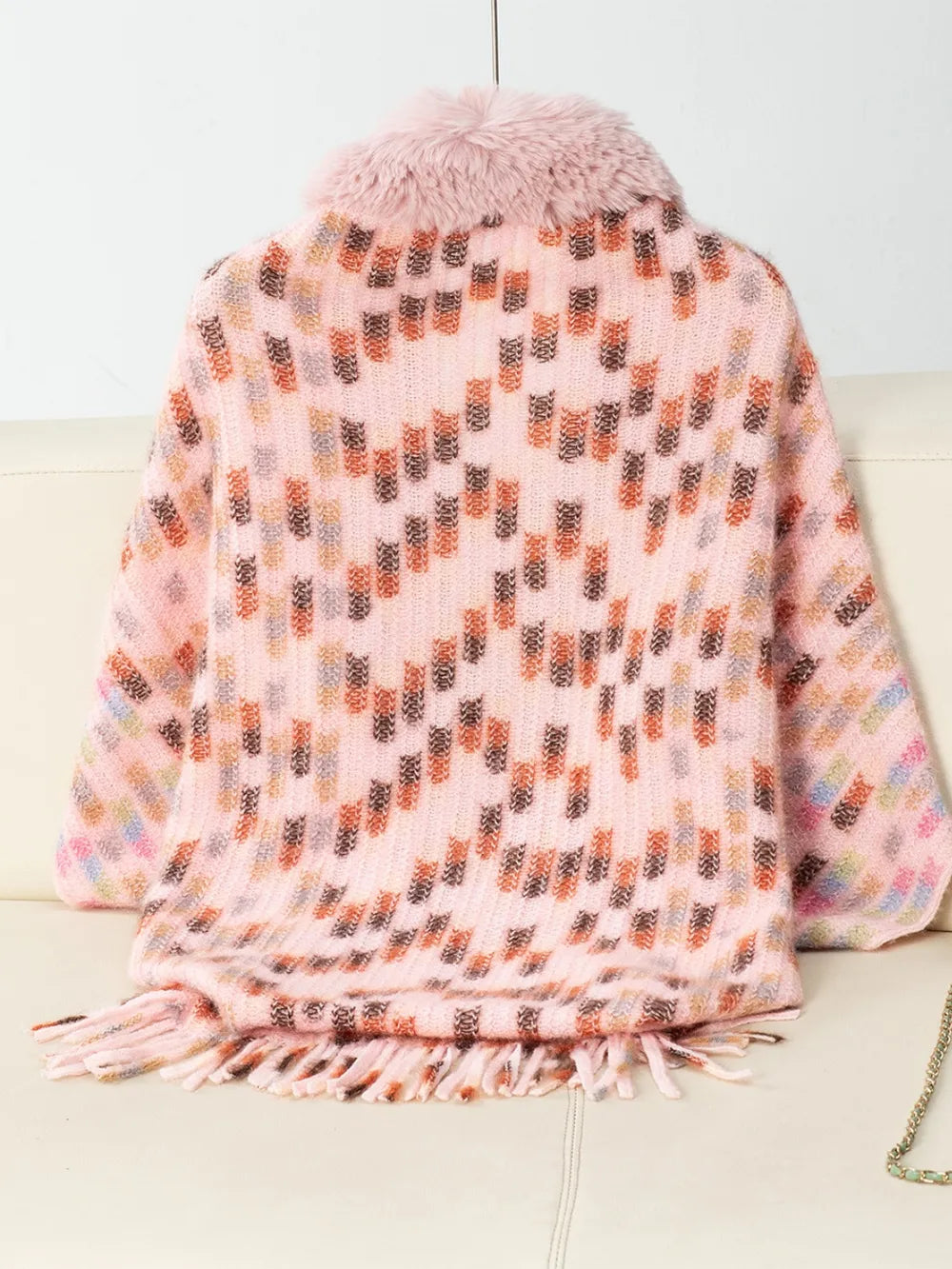 Fringe Fuzzy Open Front Poncho - Lilixa.store