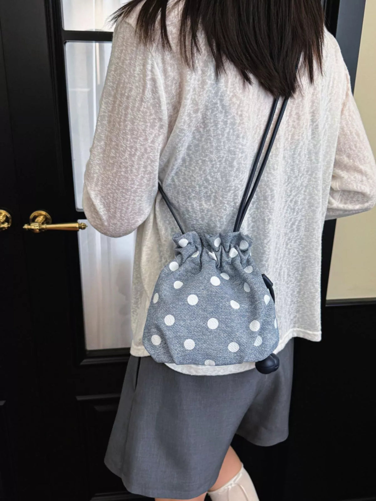 Polka Dot Drawstring Crossbody Bag