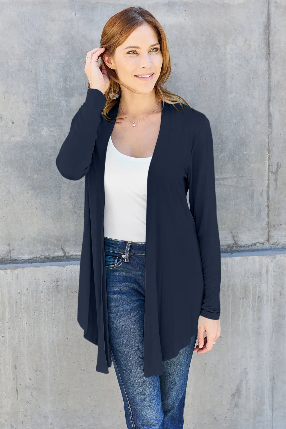Basic Bae Full Size Open Front Long Sleeve Cardigan - Lilixa.store