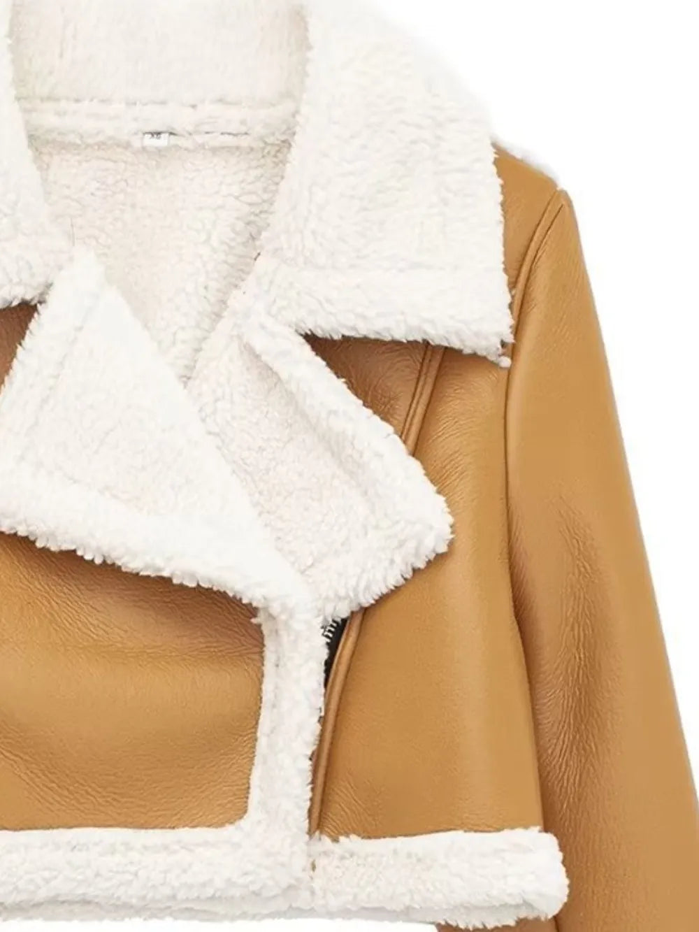Collared Neck Long Sleeve Plush Cropped Jacket, view 10