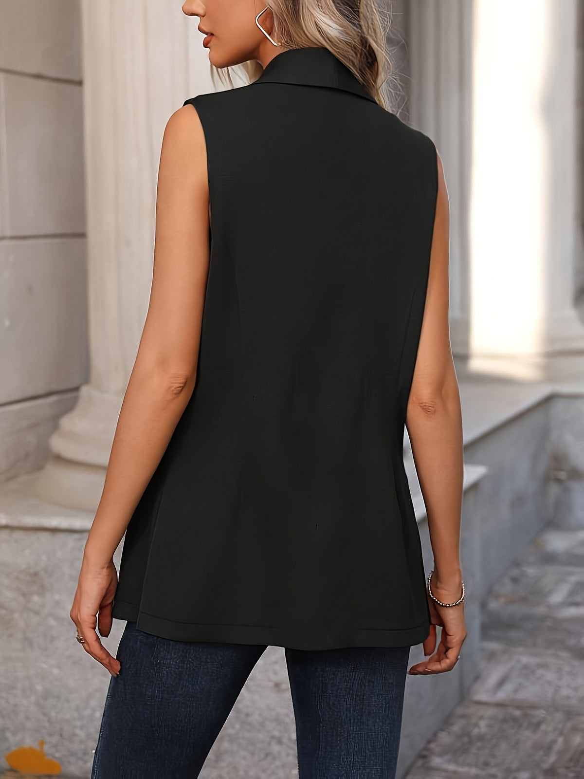 Sleeveless Shawl Collar Vest Coat - Lilixa.store