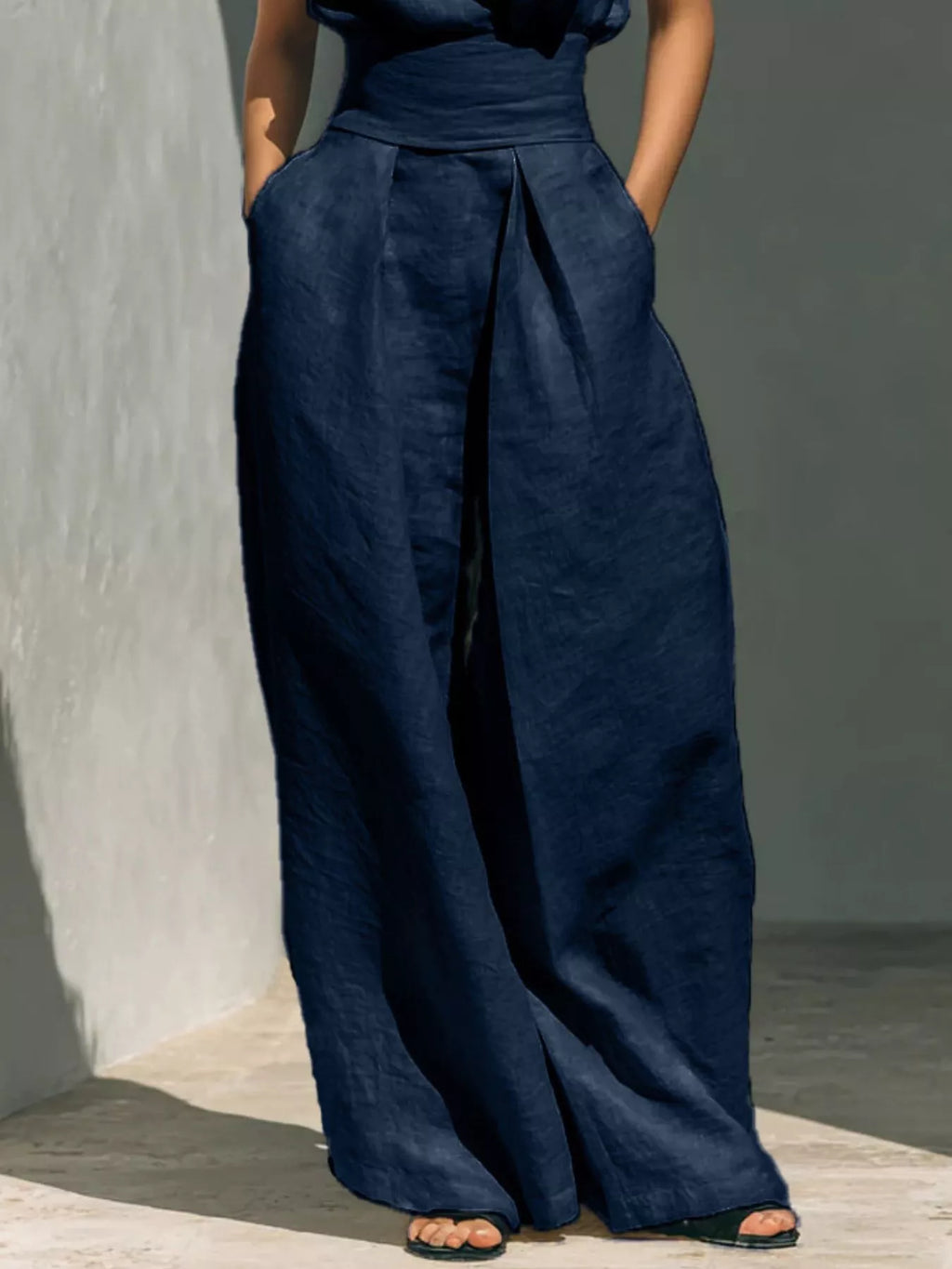 Full Size Turtleneck Sleeveless Top and Wide Leg Pants Set Plus Size - Lilixa.store