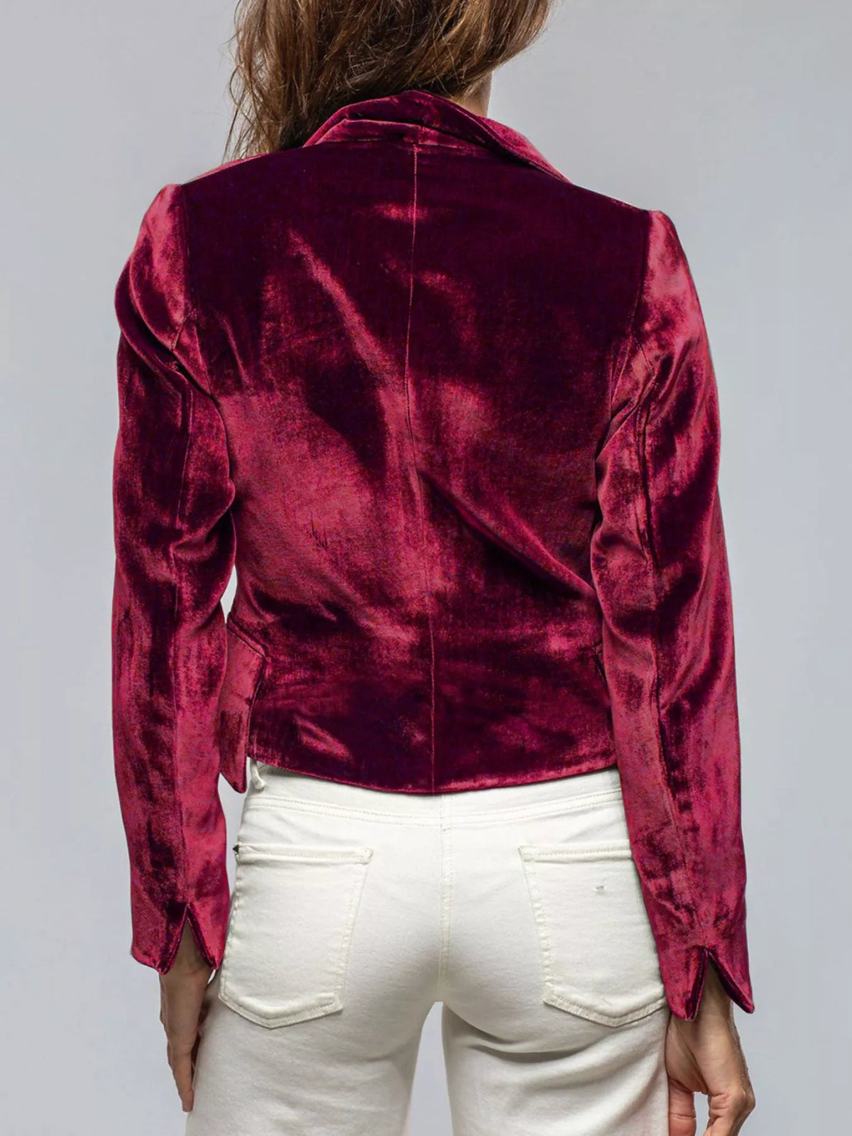 Velvet Lapel Collar One Button Blazer - Lilixa.store