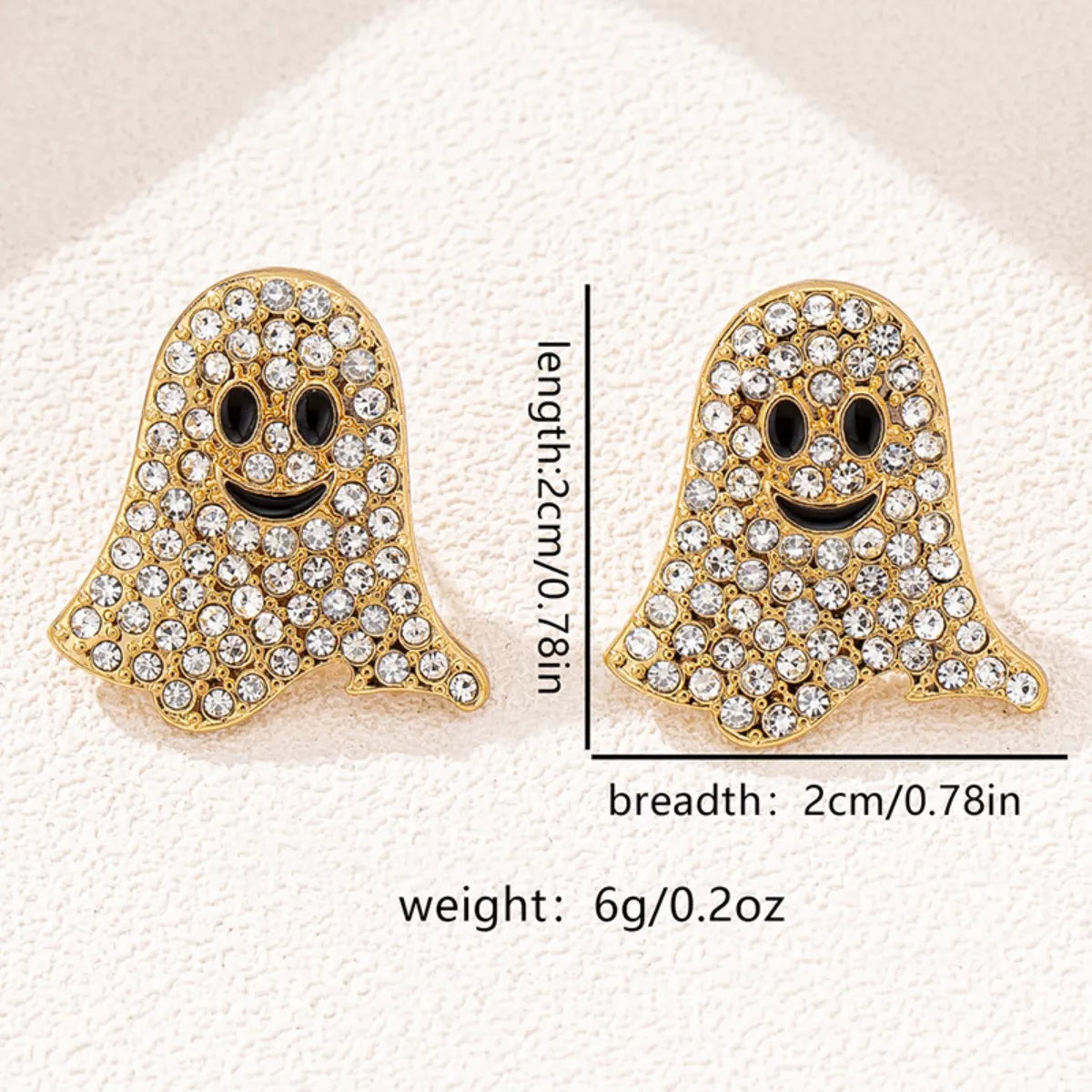 18K Gold-Plated Rhinestone Halloween Ghost Earrings - Lilixa.store