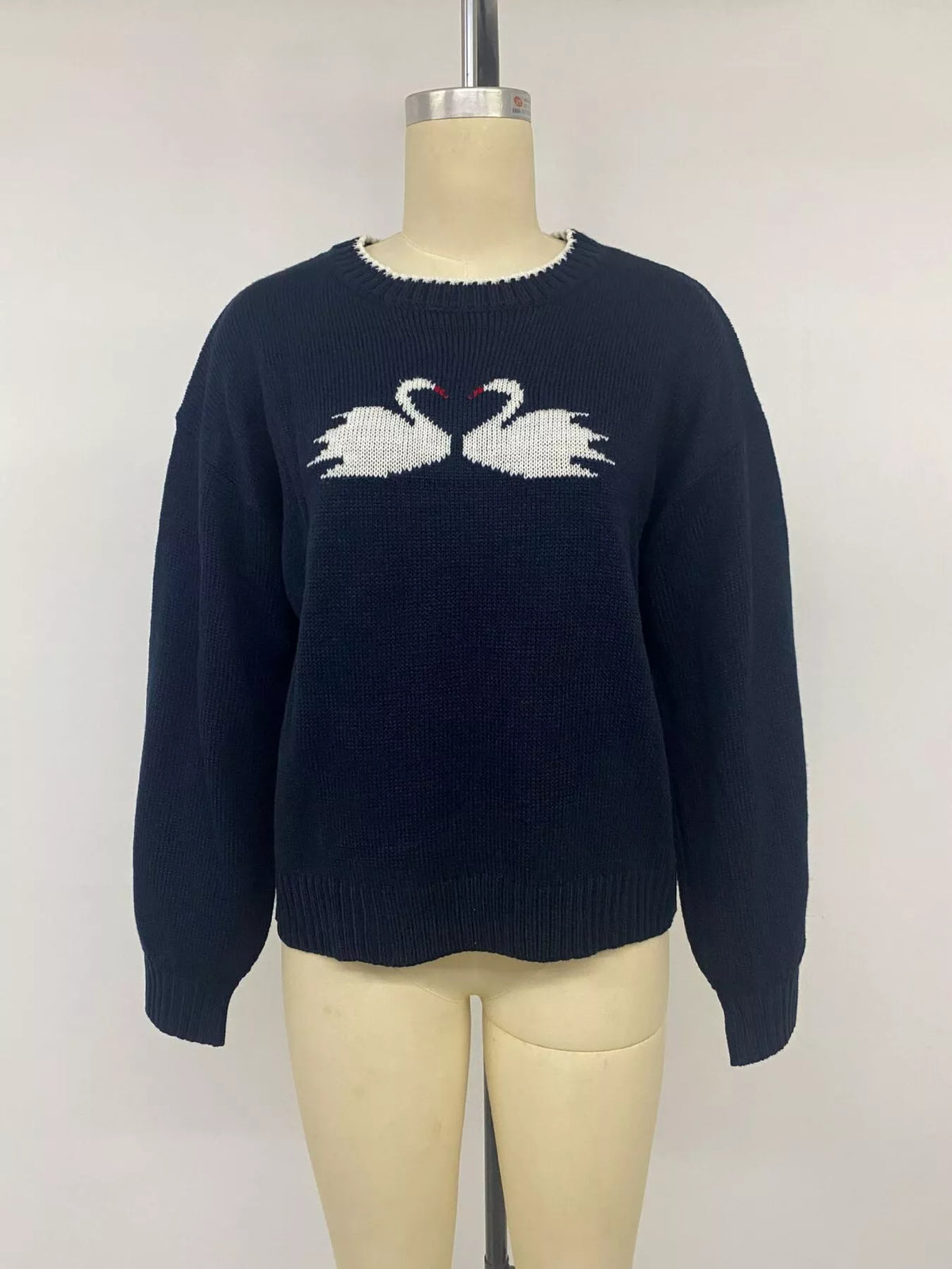 Swan Dropped Shoulder Sweater in Navy, view 10