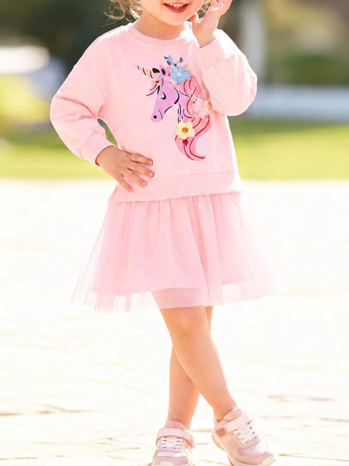 Children's Unicorn Graphic Tulle Dress - Lilixa.store
