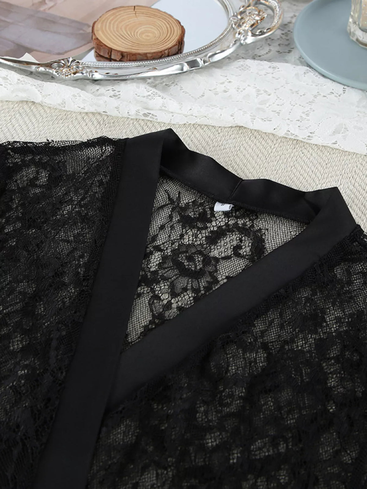 Lace Tube Top & Cardigan and Shorts Three-Piece Lounge Set - Lilixa.store