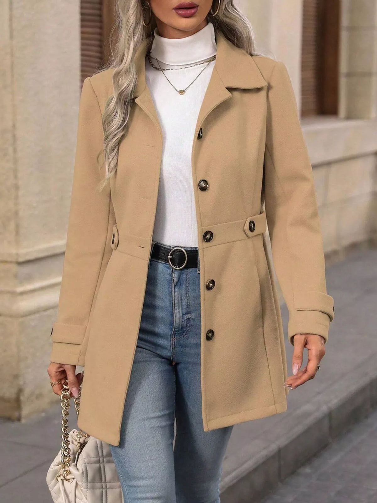 Single-Breasted Long Sleeve Coat - Lilixa.store