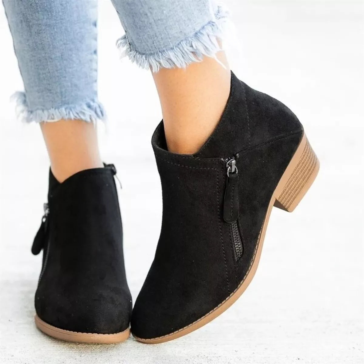 Round Toe Block Heels Boots