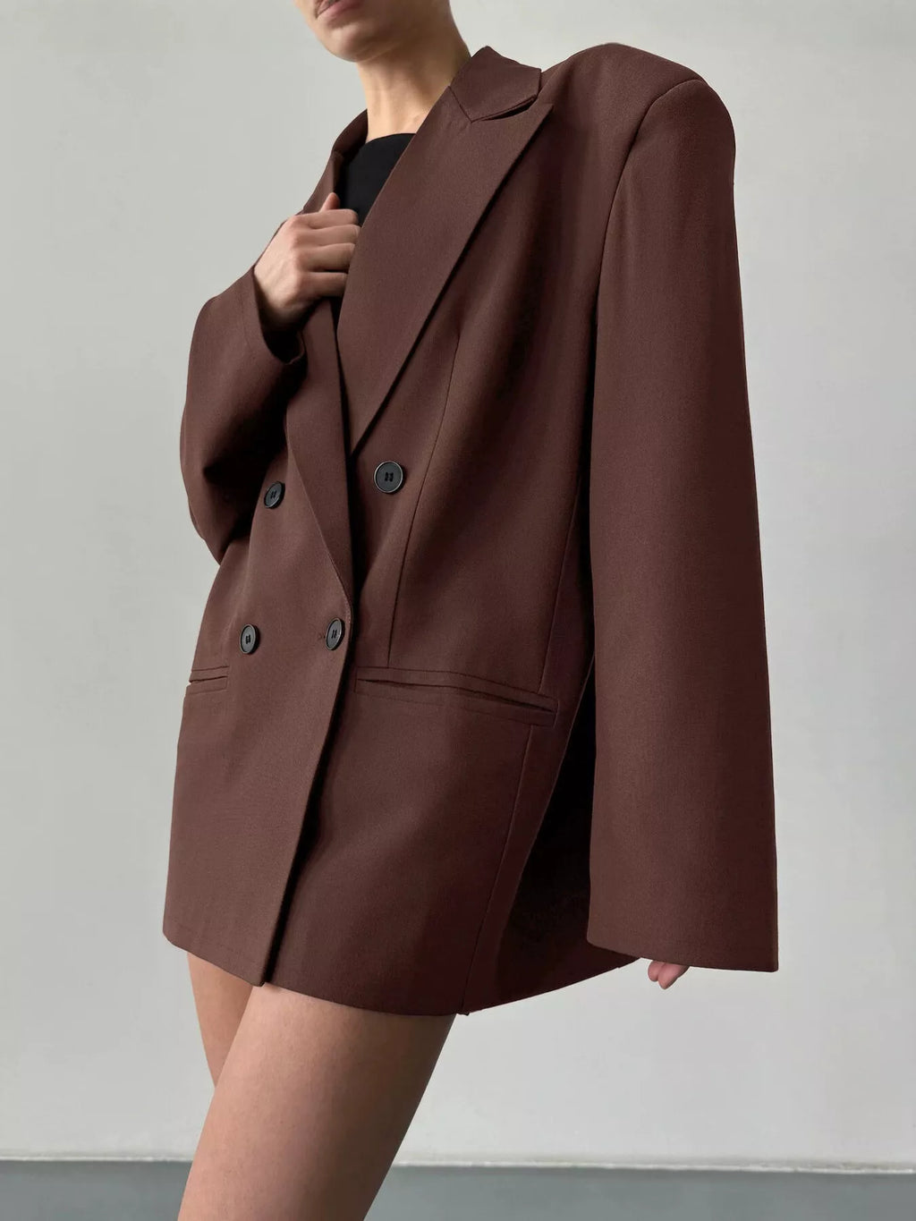 Double-Breasted Lapel Collar Blazer - Lilixa.store