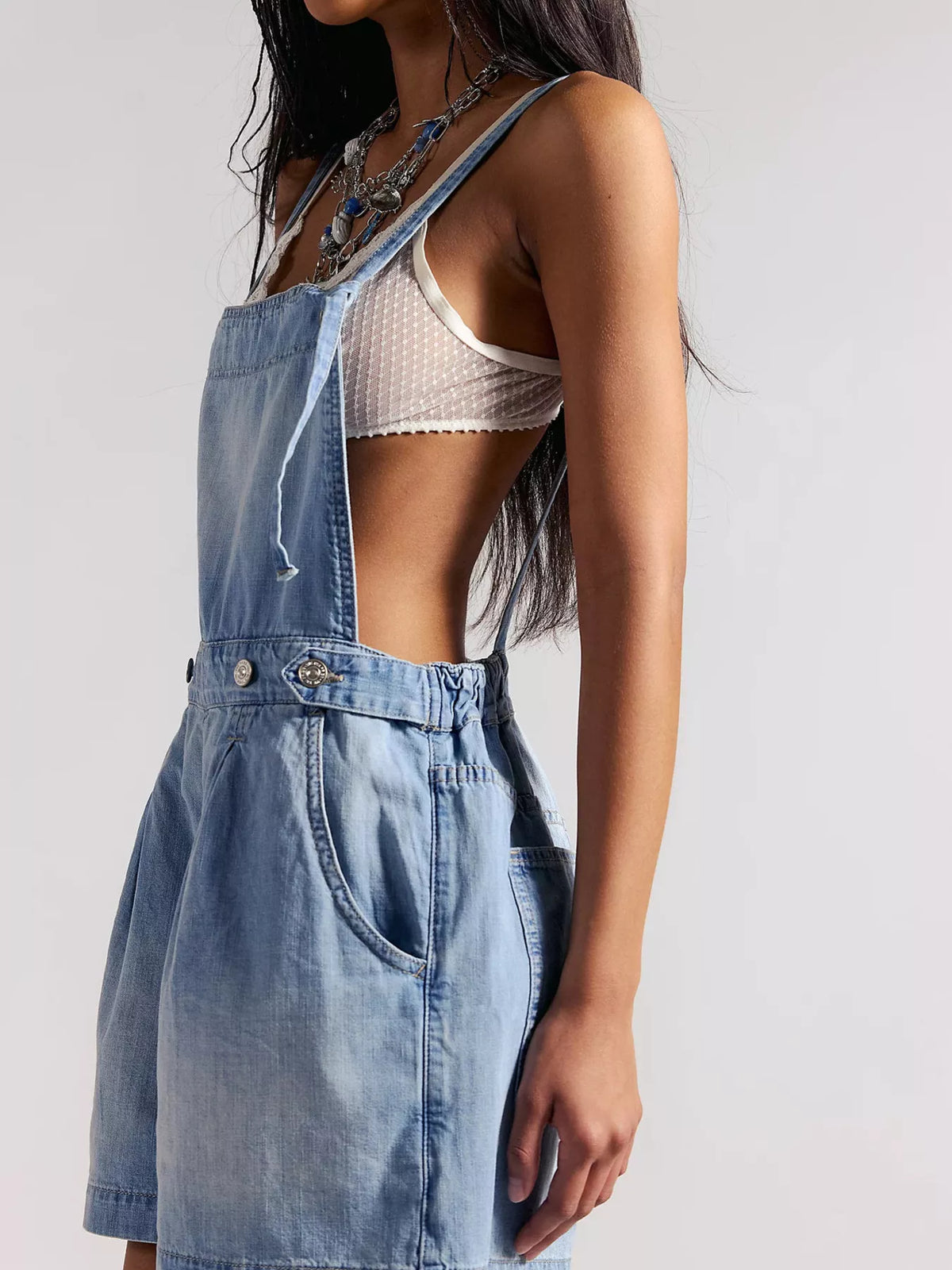 Backless Denim Short Overalls - Lilixa.store