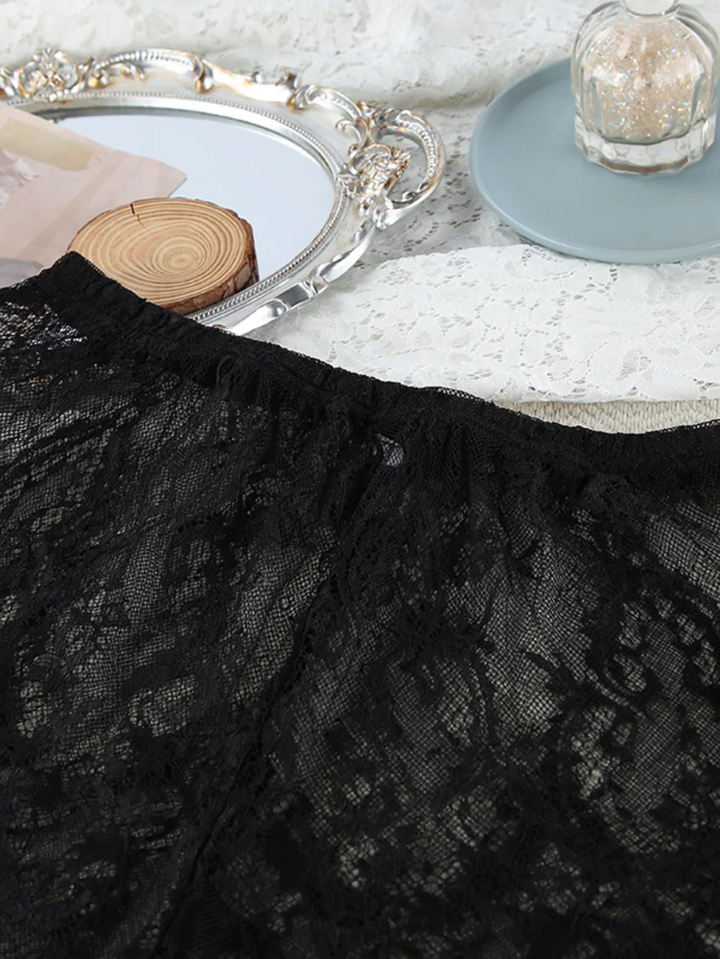 Lace Tube Top & Cardigan and Shorts Three-Piece Lounge Set - Lilixa.store