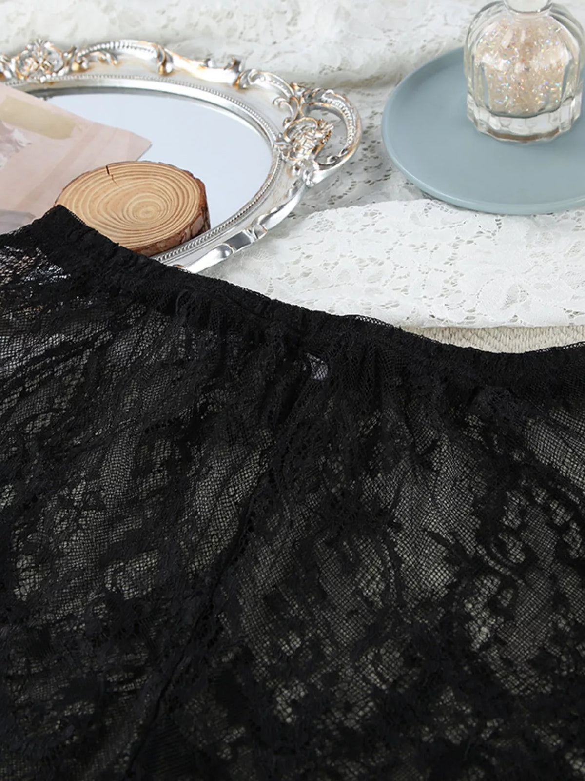 Lace Tube Top & Cardigan and Shorts Three-Piece Lounge Set - Lilixa.store