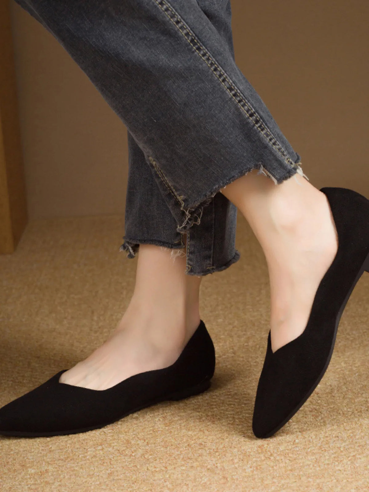 Solid Color Point Toe Slip-Ons, view 3