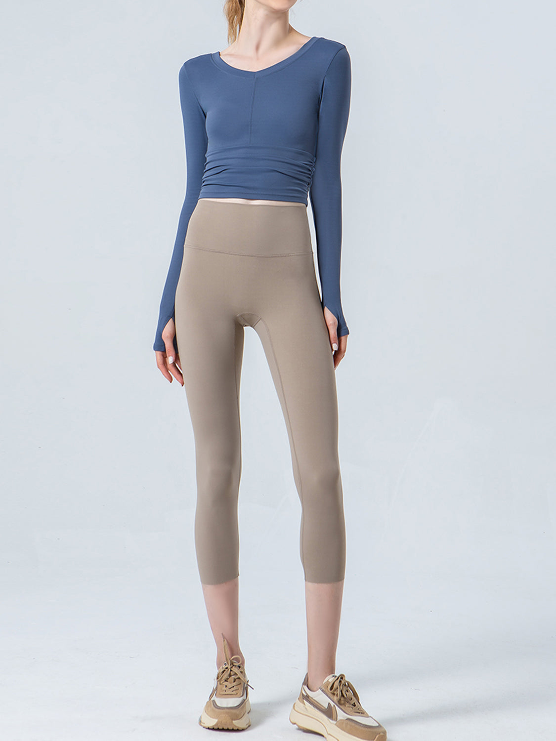 Wide Waistband Cropped Sports Leggings - Lilixa.store