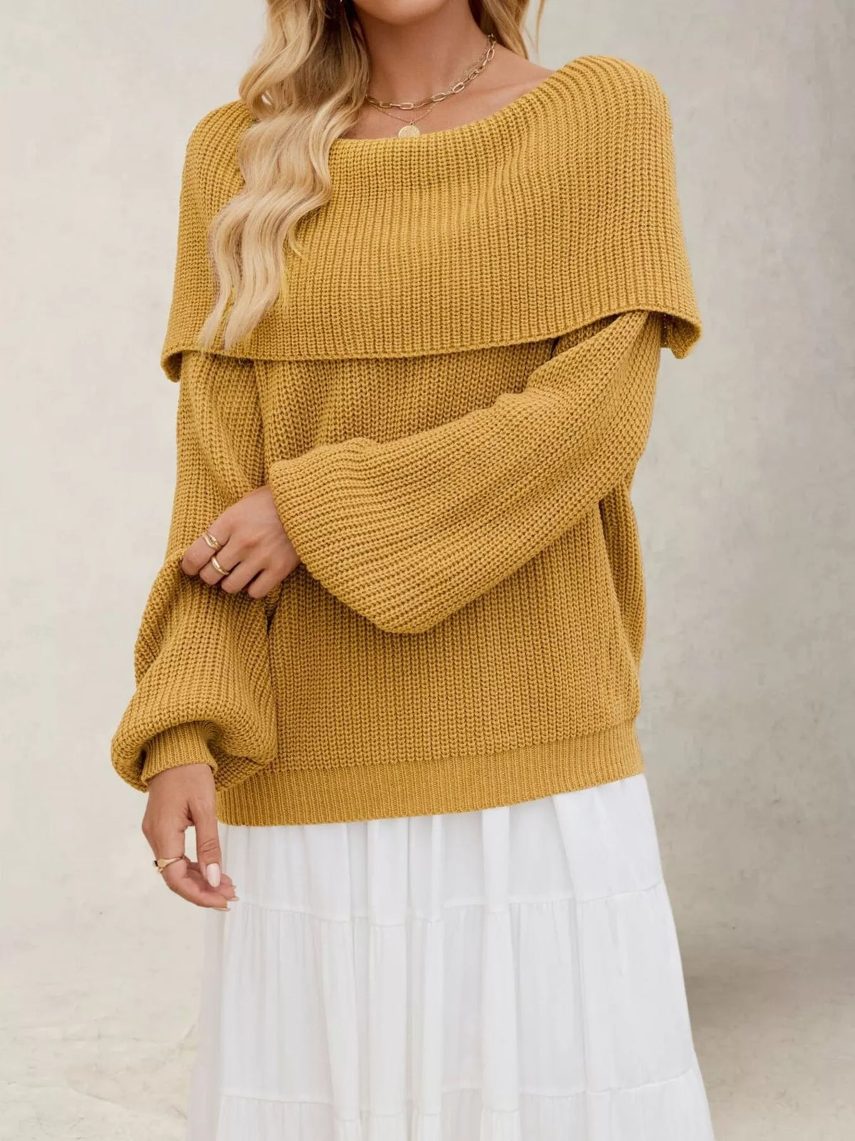 Off-Shoulder Long Sleeve Sweater