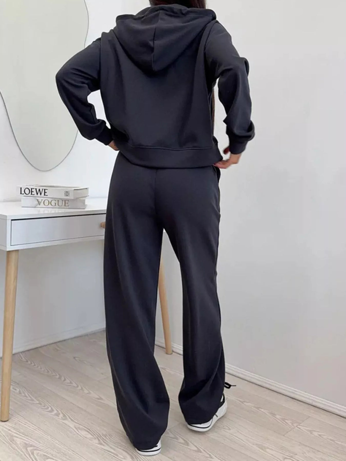 Zip-Up Hoodie and Wide-Leg Pants Set - Lilixa.store