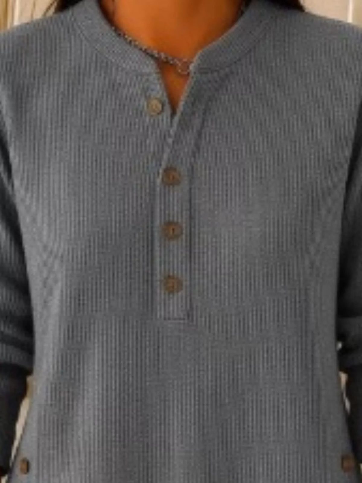 Full Size Button Detail Corduroy Top Plus Size