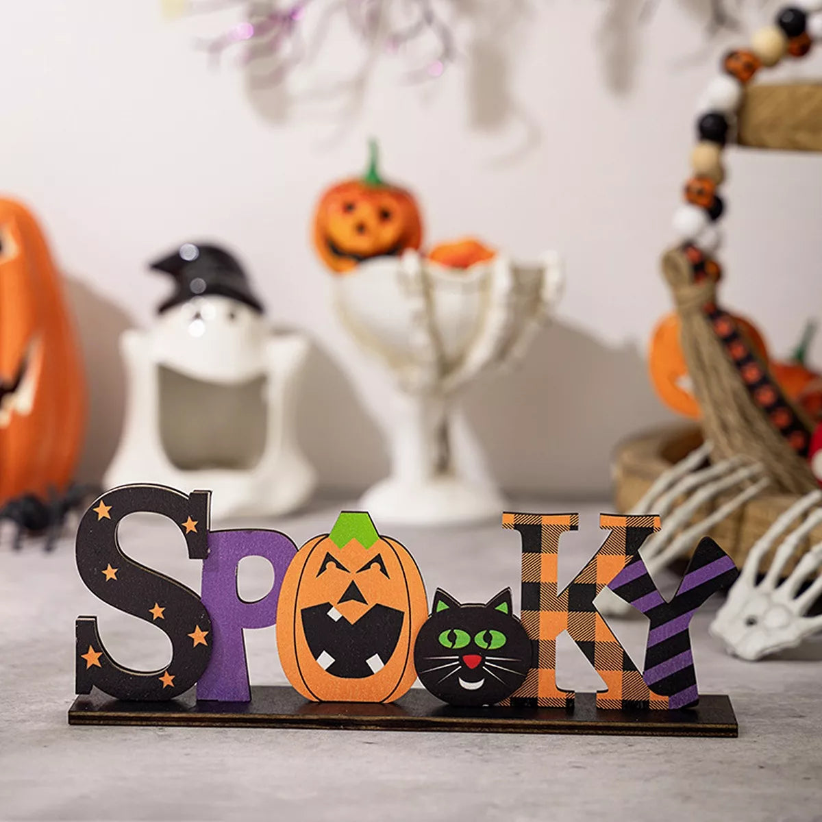 Halloween Decorative Object Set with Wicked and Spooky Wooden Signs - Lilixa.store