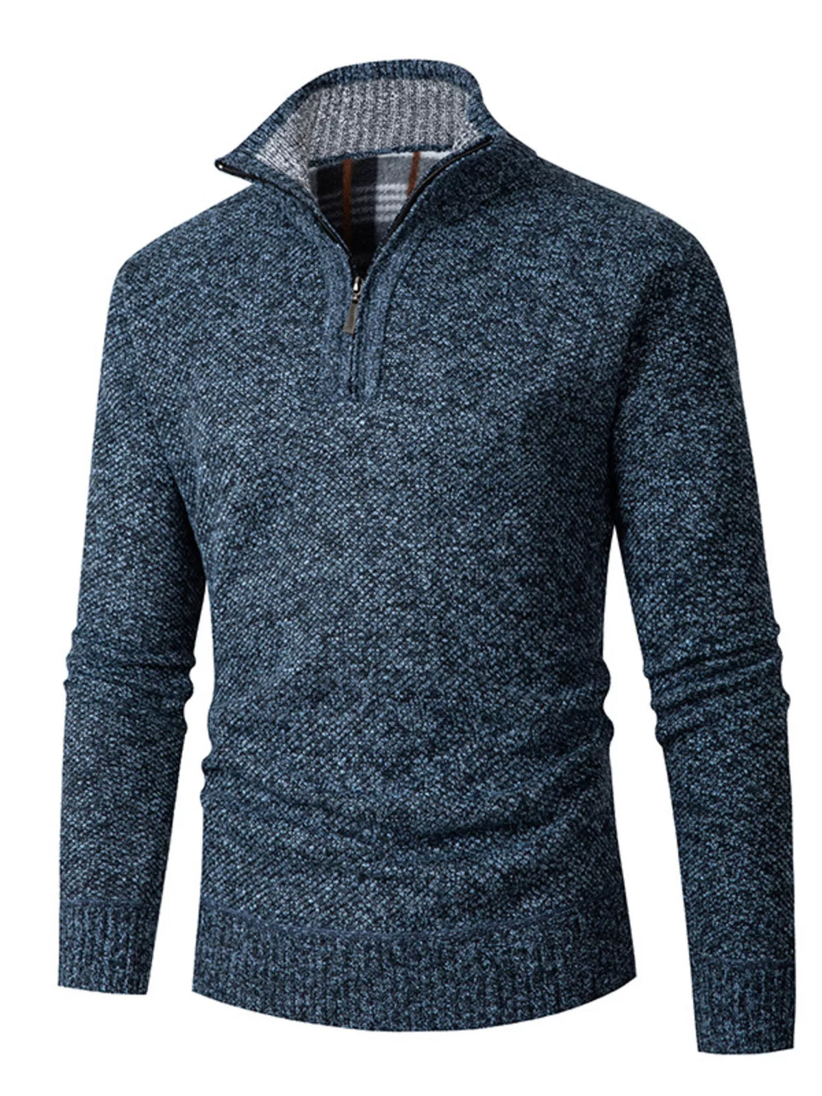 Men's Plus Size Half-Zip Stand Collar Textured Sweater - Lilixa.store