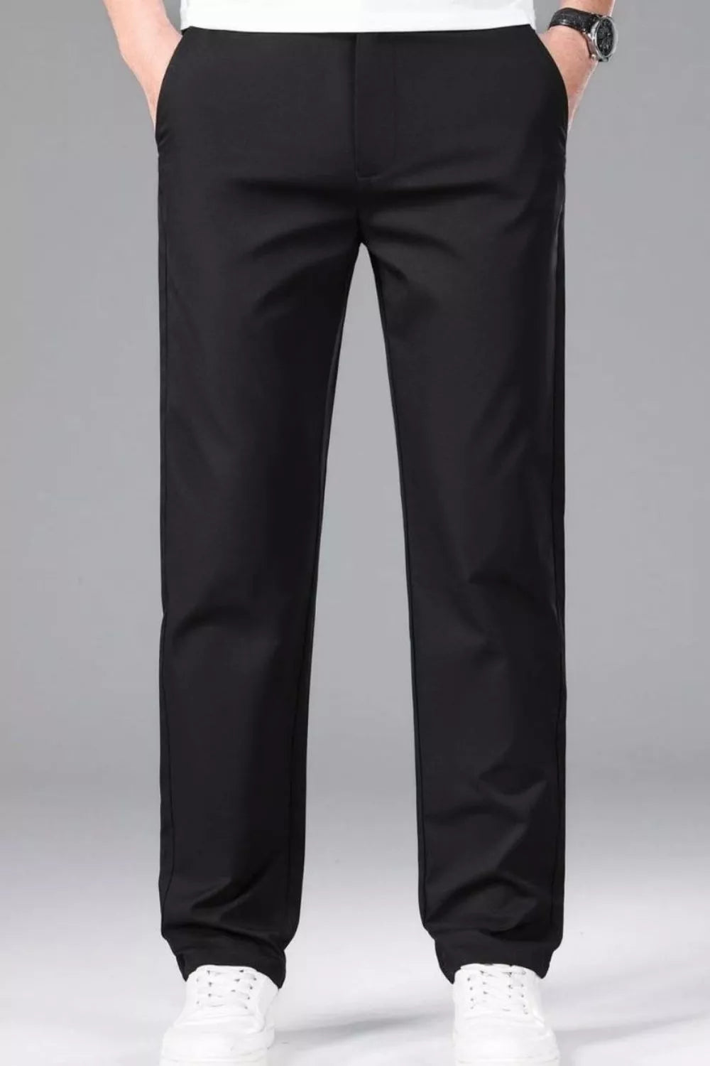 Men's Plus Size Slim-Fit Stretch Dress Pants in Black