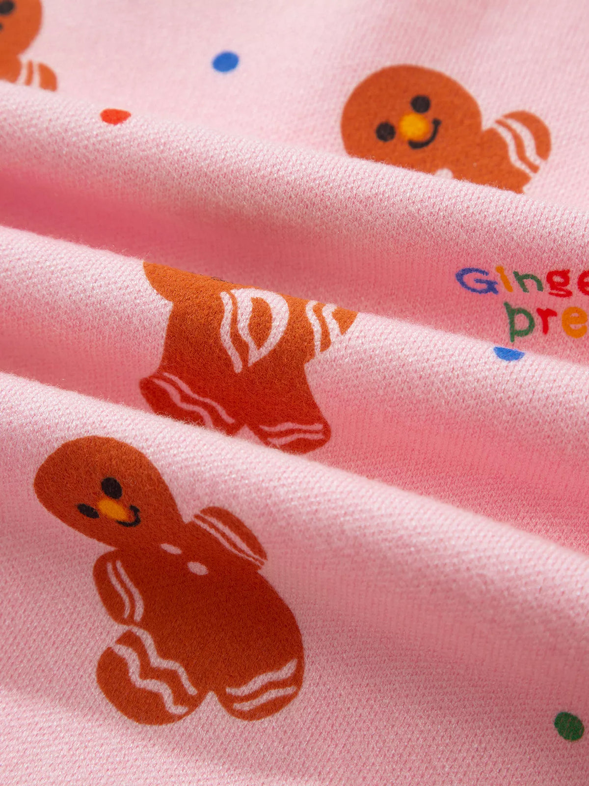 Gingerbread Pattern Long Sleeve Round Neck Sweater