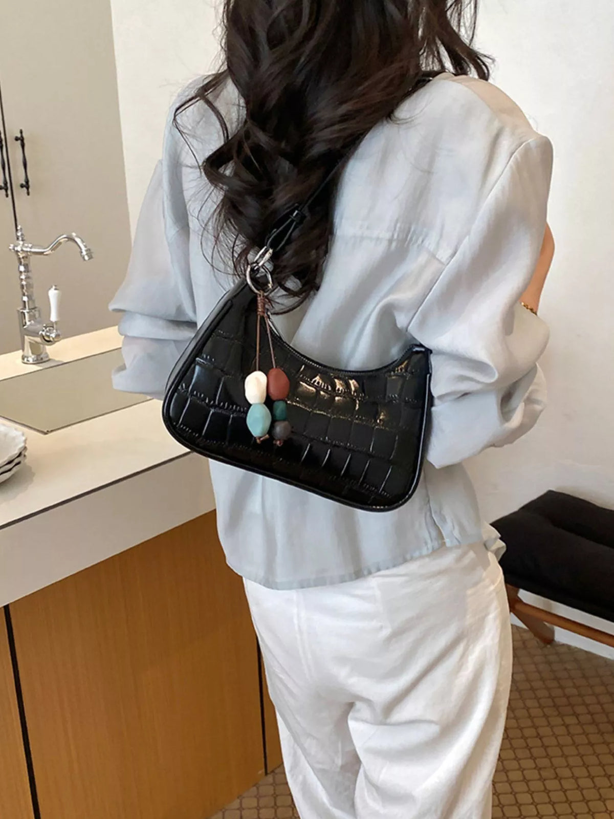Textured PU Leather Shoulder Bag - Lilixa.store