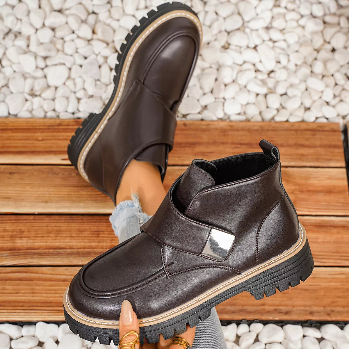 Round Toe Block Heels Boots - Lilixa.store