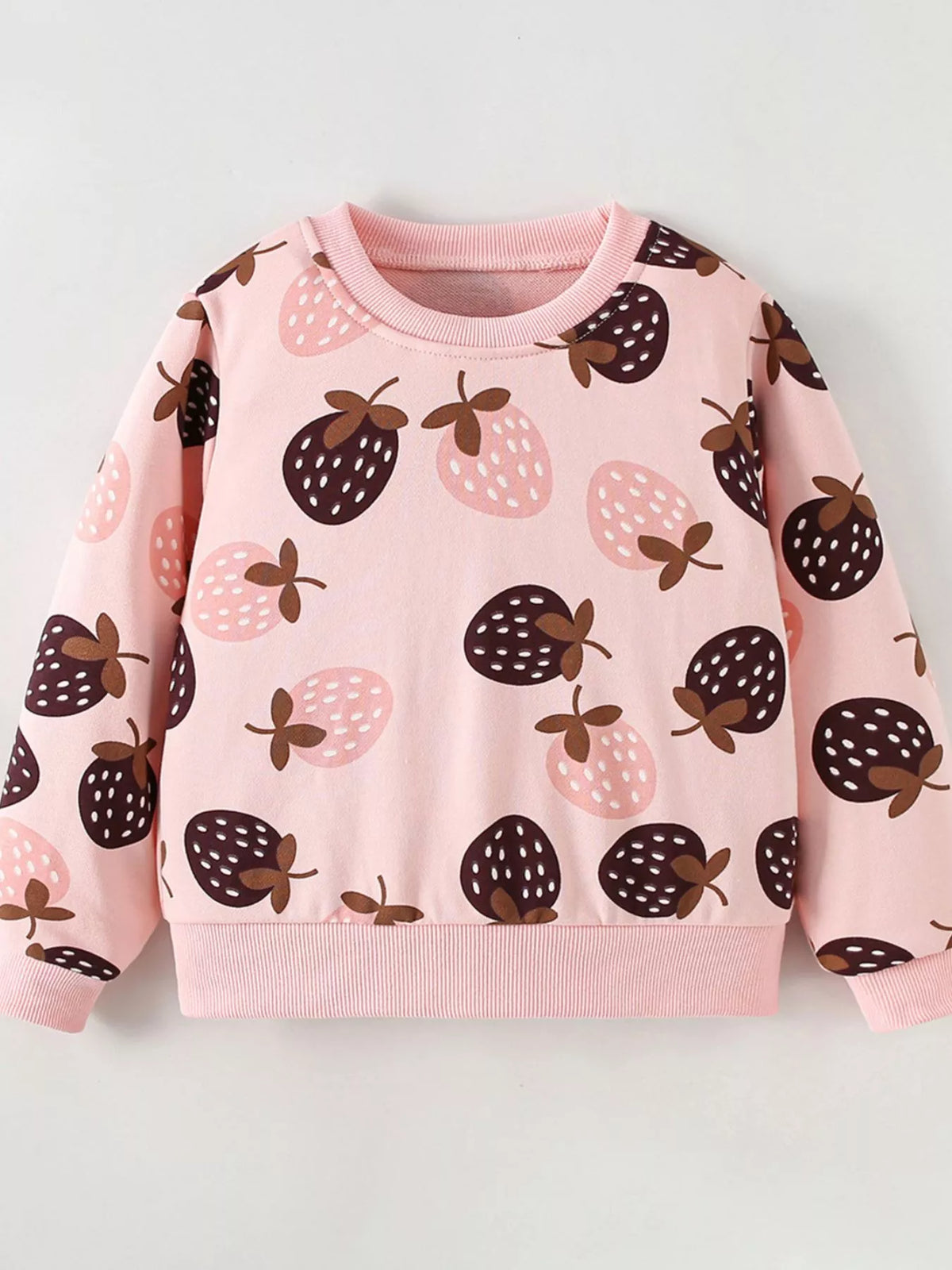 Children's Strawberry Print Crew Neck Sweatshirt - Lilixa.store