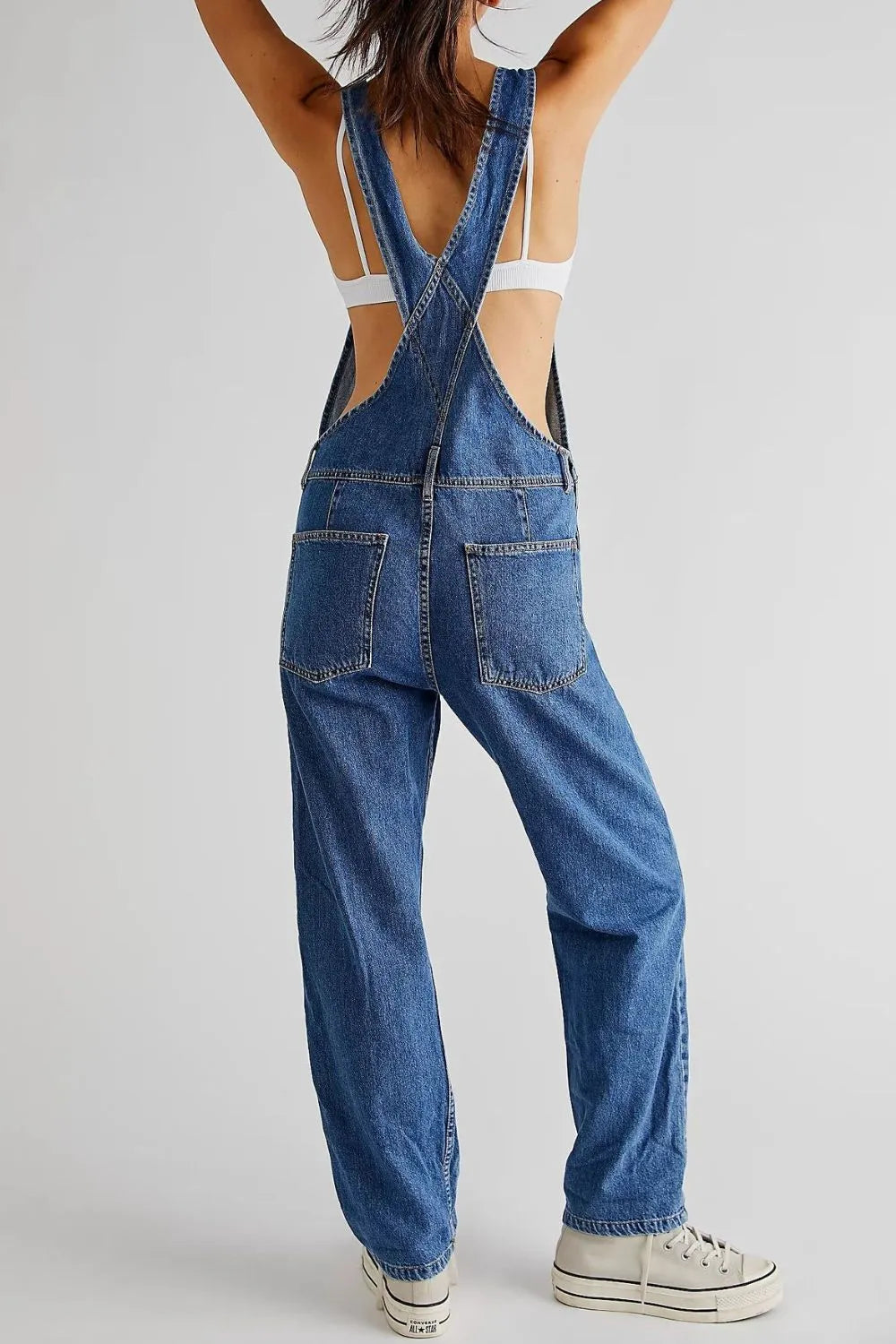 Wide Strap Square Neck Denim Overalls - Lilixa.store