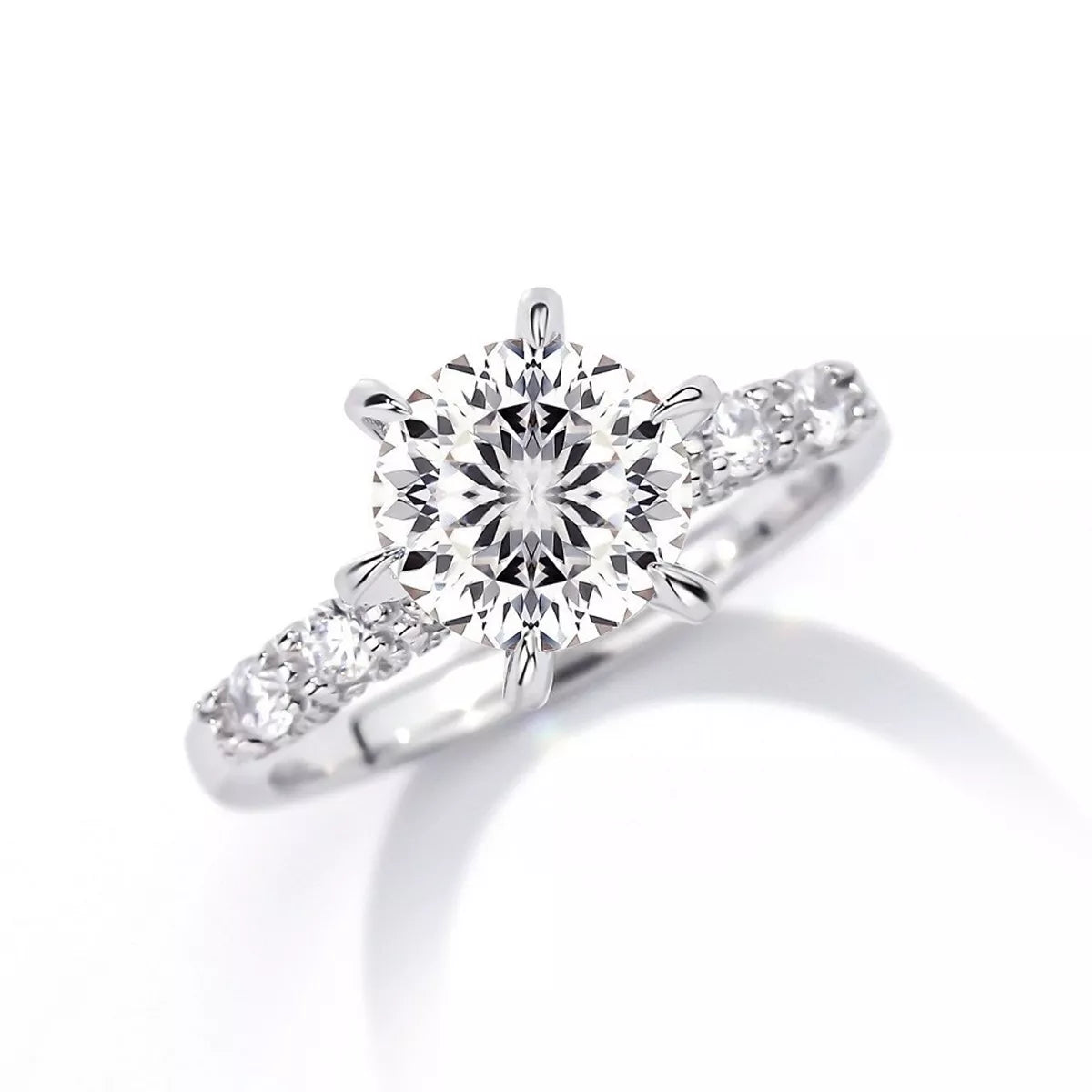 3 Carat 925 Sterling Silver Moissanite Geometric Ring, view 2