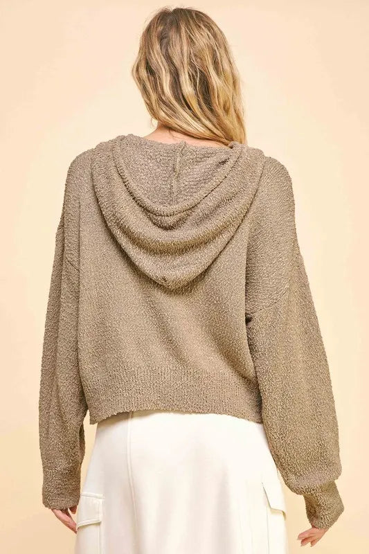 Davi & Dani Drop Shoulder Long Sleeve Hooded Sweater - Lilixa.store