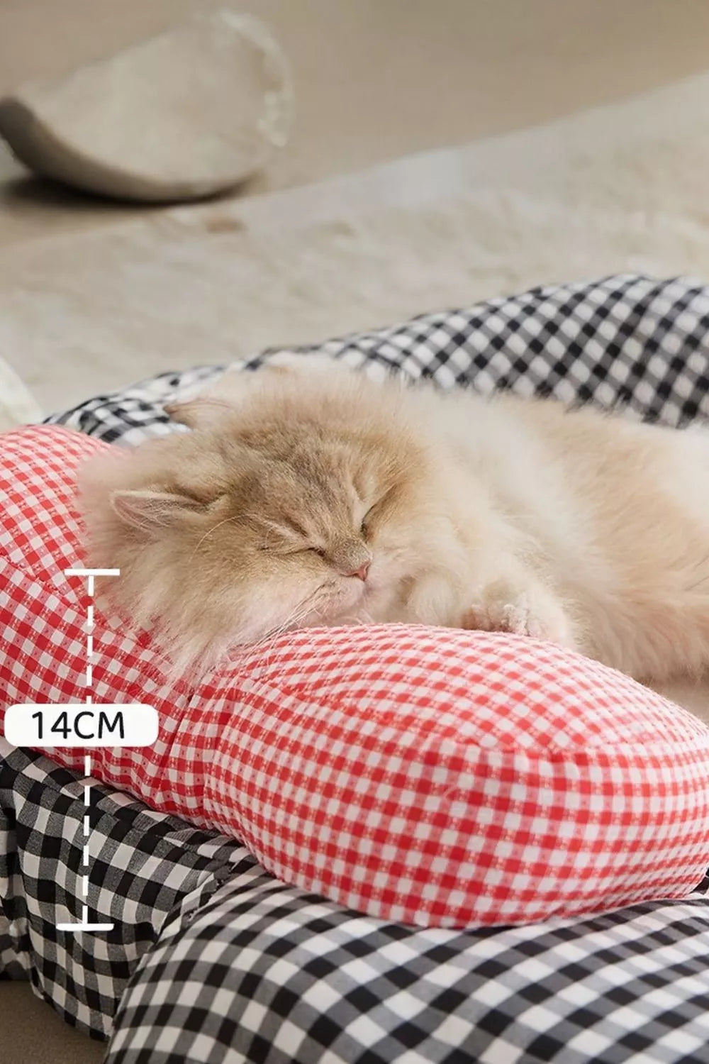 Cartoon Plaid Design Pet Mat with Bow - Lilixa.store