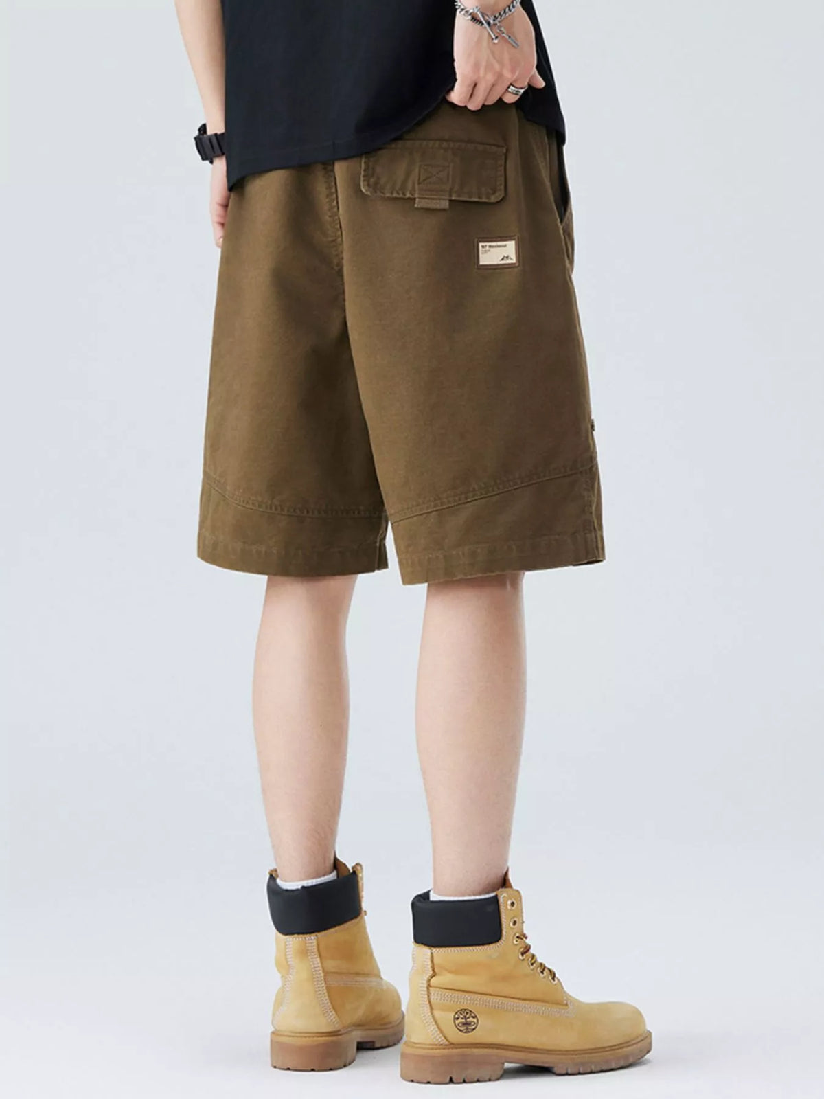 Men's Plus Size Casual Cargo Shorts in Coffee Color, view 6